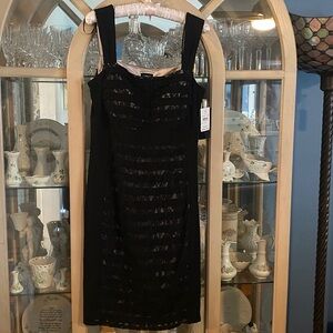 Jax Dress Size 10 Women's Lace Overlay Sleeveless Black  Dress  NWT